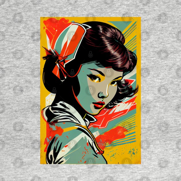 Vintage asian woman in pop-art style by loucaski